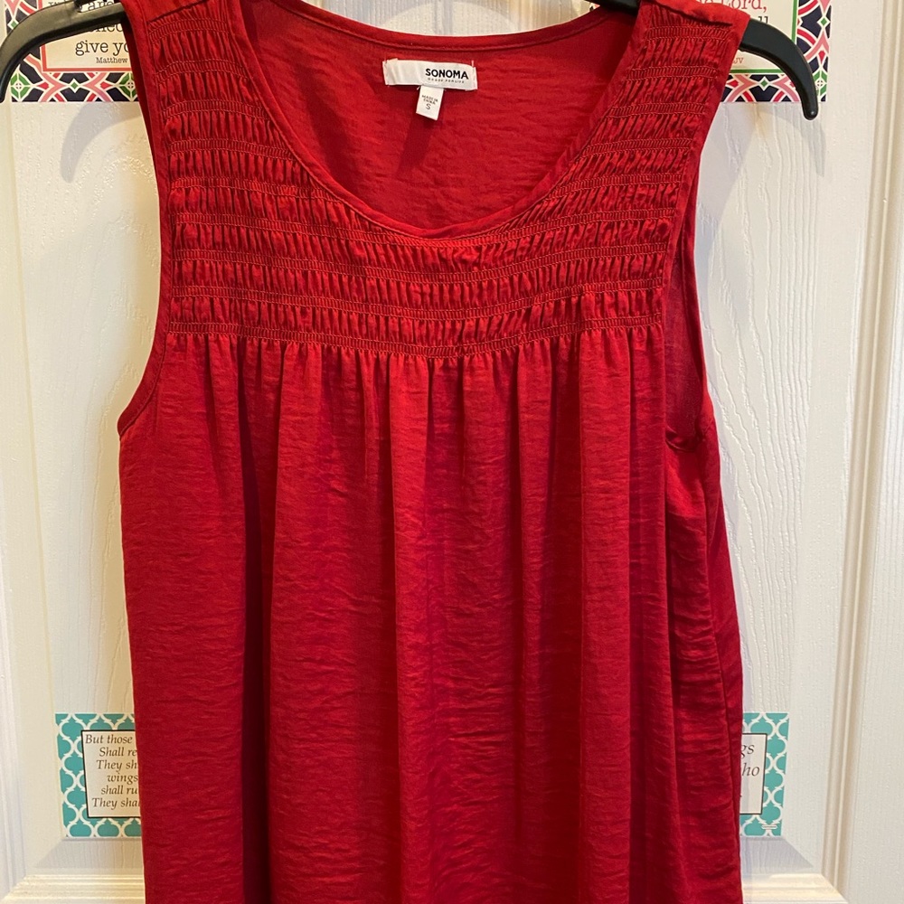 Deep red dressy sleeveless blouse